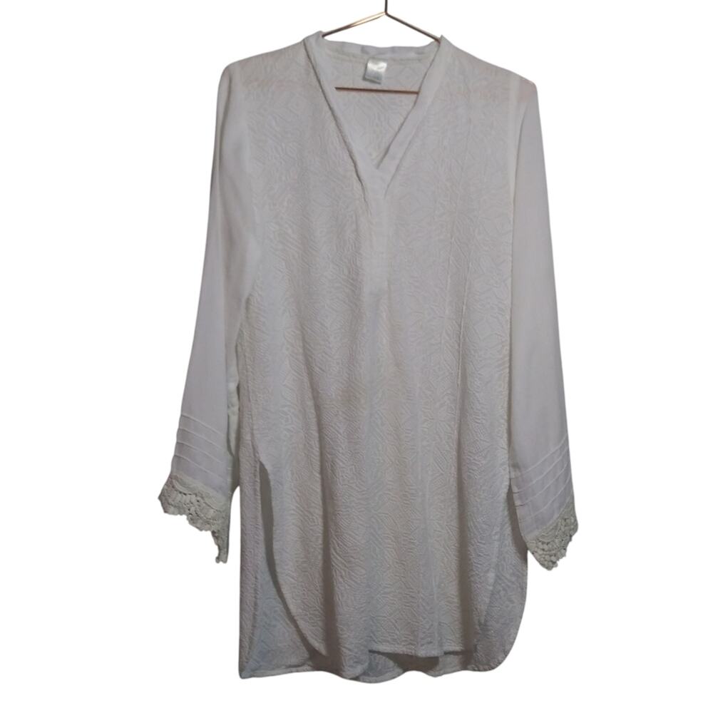 Sheep Clothing Elegant White Tunic with Lace Trim Natural Size S